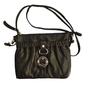 Black stone mountain crossbody leather euc